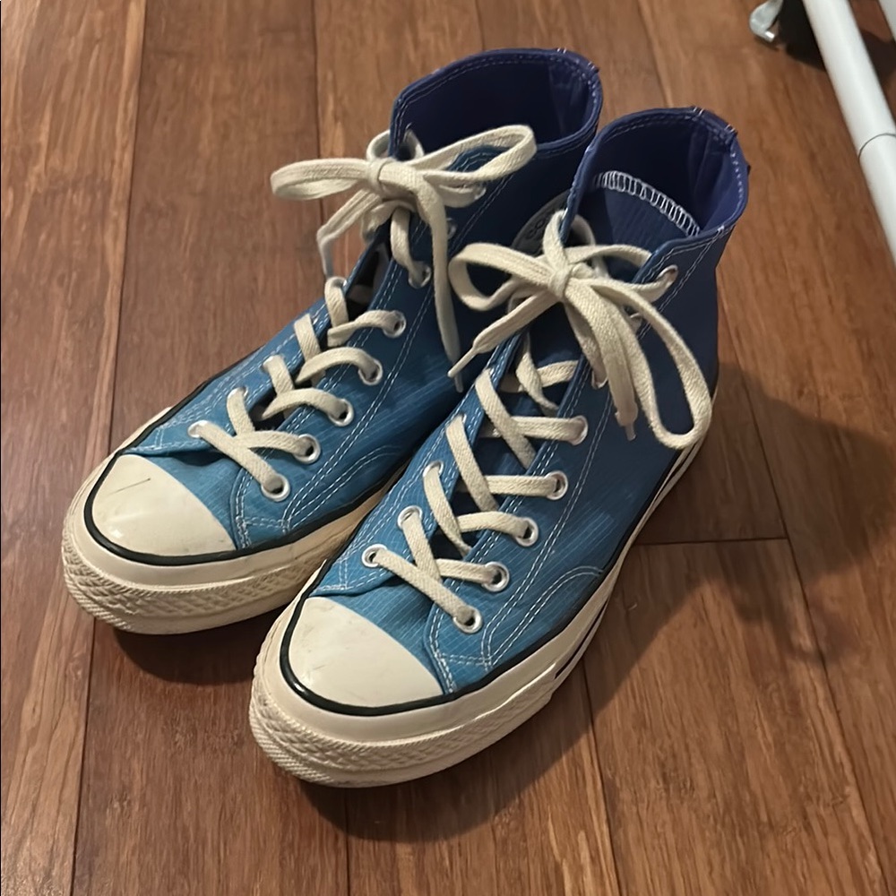 Blue High-Top Converse Sneakers
